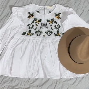White Babydoll Top Embroidered